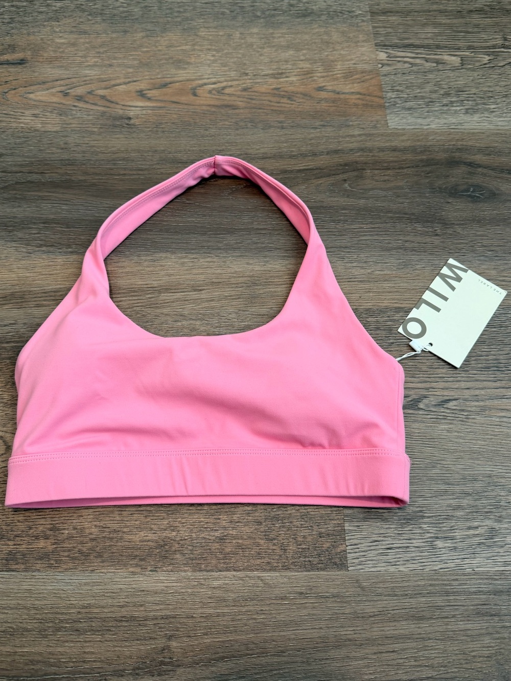 NWT Wilo The Label Halter Bra Bright Pink Size Small Sports Bra Barbie Pilates
